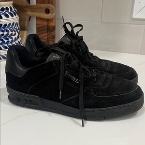 Louis Vuitton Men’s Black Suede Low-Top Sneakers - All Black